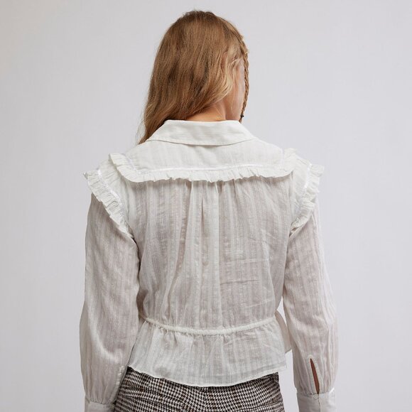 FREE PEOPLE Daybreak Blouse Solid / Optic White - Picture 3 of 9